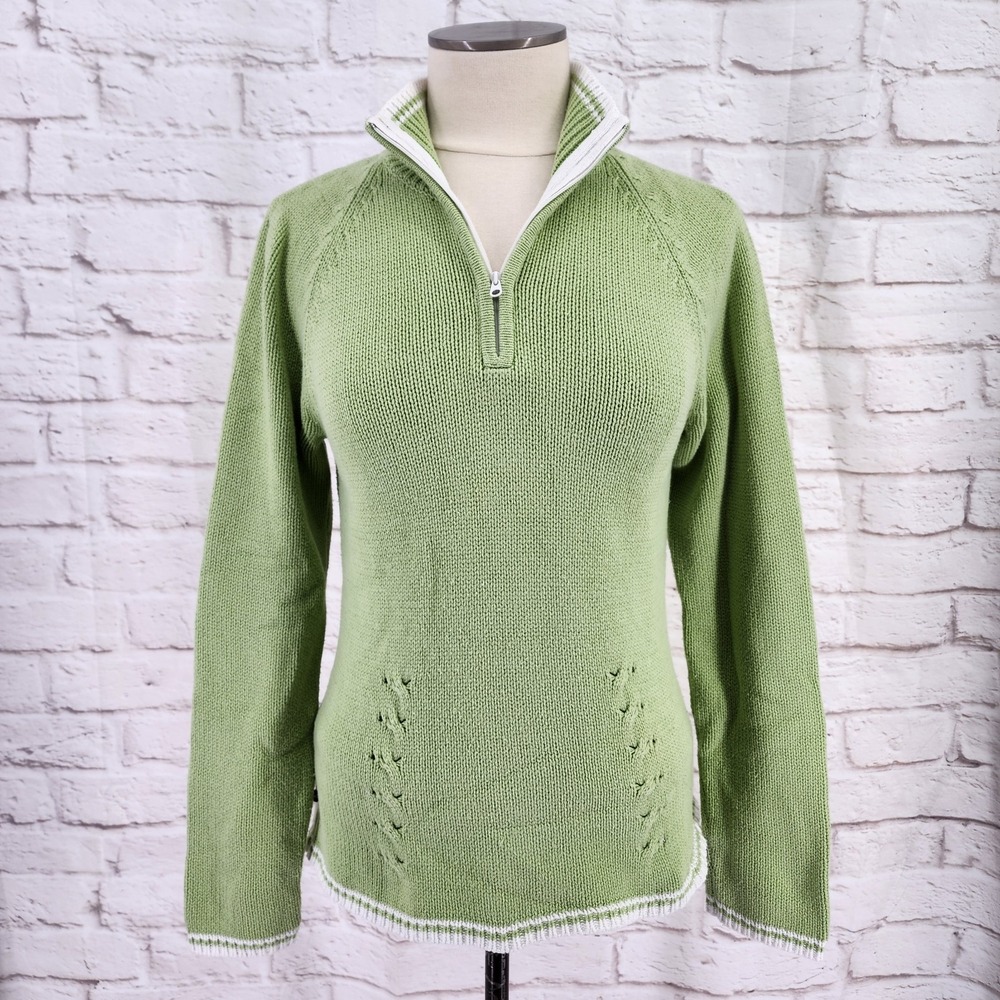 Vintage Y2K Sweater Preppy 90s Pickleball Twee Tennis Coastal Green Size Small